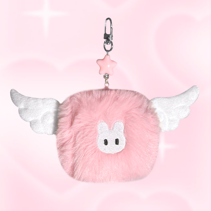 PINK BUNNY ANGEL DICE KEYCHAIN